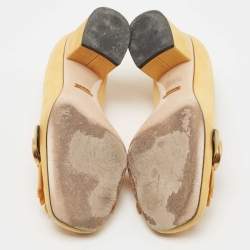 Pre Owned Gucci Yellow Suede GG Marmont Fringe Pumps Size 36.5