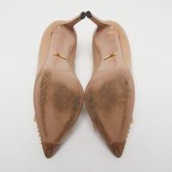 مملوكة مسبقًا Gucci Beige Leather Studded Coline Pumps Size 36