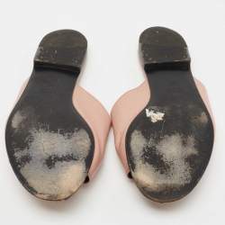 Pre Owned Gucci Pink Leather Malaga Horsebit Flat Slides Size 39