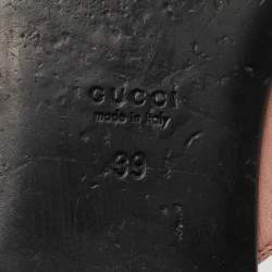 Pre Owned Gucci Pink Leather Malaga Horsebit Flat Slides Size 39