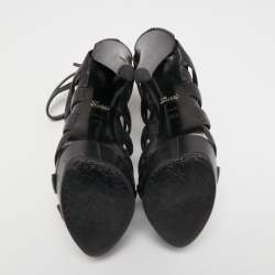 Pre Owned Gucci Black Leather Lifford Platform Sandals Size 38.5    