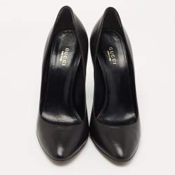 Pre Owned Gucci Black Leather Horsebit Pumps Size 39