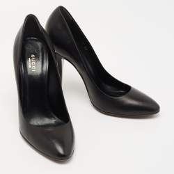 Pre Owned Gucci Black Leather Horsebit Pumps Size 39