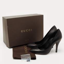 Pre Owned Gucci Black Leather Horsebit Pumps Size 39
