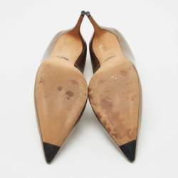 Pre Owned Gucci Metallic Leather Crystal Embellished GG Pumps Size 39.5