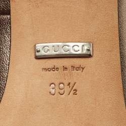 Pre Owned Gucci Metallic Leather Crystal Embellished GG Pumps Size 39.5