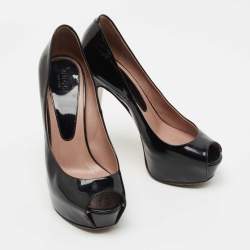 Pre Owned Gucci Black Patent Leather Sofia Pumps Size 36.5