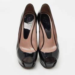 Pre Owned Gucci Black Patent Leather Sofia Pumps Size 36.5