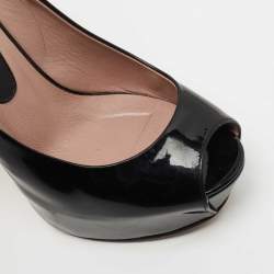 Pre Owned Gucci Black Patent Leather Sofia Pumps Size 36.5