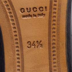 Pre Owned Gucci Black Leather Jordaan Slip On Loafers Size 34.5