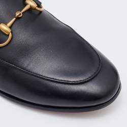 Pre Owned Gucci Black Leather Jordaan Slip On Loafers Size 34.5