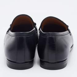 Pre Owned Gucci Black Leather Jordaan Slip On Loafers Size 34.5