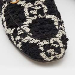 Gucci Black/White Tweed Jordaan Horsebit Loafers Size 38