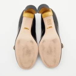 Pre Owned Gucci Black Patent Leather Vernice Pearl Arielle Mary Jane Pumps Size 36.5