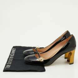 Pre Owned Gucci Black Patent Leather Vernice Pearl Arielle Mary Jane Pumps Size 36.5