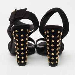 Gucci Black Suede Studded Ankle Wrap Sandals Size 37