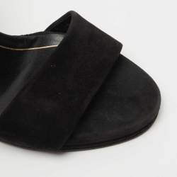 Gucci Black Suede Studded Ankle Wrap Sandals Size 37