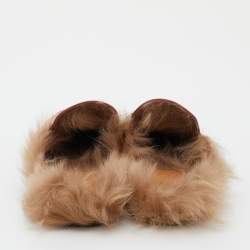 Gucci Pink Leather and Fur Horsebit Princetown Flat Mules Size 38
