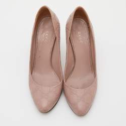 Pre Owned Gucci Pink Guccissima Leather Horsebit Heel Pumps Size 36