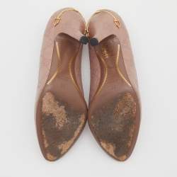 Pre Owned Gucci Pink Guccissima Leather Horsebit Heel Pumps Size 36