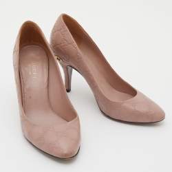 Pre Owned Gucci Pink Guccissima Leather Horsebit Heel Pumps Size 36