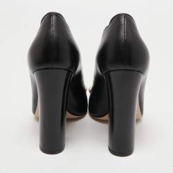 Gucci Black Leather GG Pearl Detail Pumps Size 38