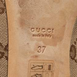 Pre Owned Gucci Beige/Brown GG Canvas Bow Ballet Flats Size 37