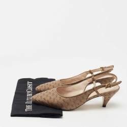 Pre Owned Gucci Brown GG Canvas Slingback Pumps Size 37.5