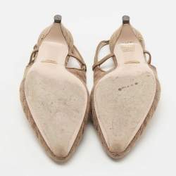 Pre Owned Gucci Brown GG Canvas Slingback Pumps Size 37.5