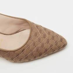Pre Owned Gucci Brown GG Canvas Slingback Pumps Size 37.5