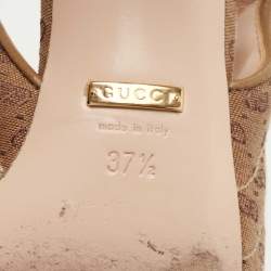 Pre Owned Gucci Brown GG Canvas Slingback Pumps Size 37.5