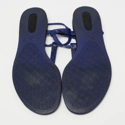 Gucci Navy Blue Crocodile Leather Thong Sandals Size 40