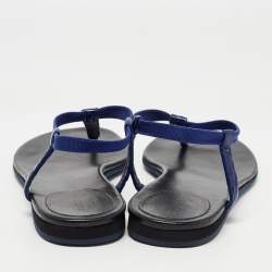 Gucci Navy Blue Crocodile Leather Thong Sandals Size 40