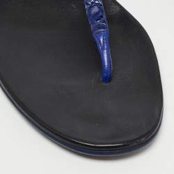 Gucci Navy Blue Crocodile Leather Thong Sandals Size 40