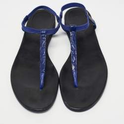 Gucci Navy Blue Crocodile Leather Thong Sandals Size 40