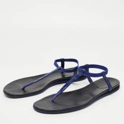 Gucci Navy Blue Crocodile Leather Thong Sandals Size 40