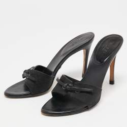 Pre Owned Gucci Black Monogram Canvas Slide Sandals Size 35