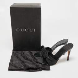 Pre Owned Gucci Black Monogram Canvas Slide Sandals Size 35