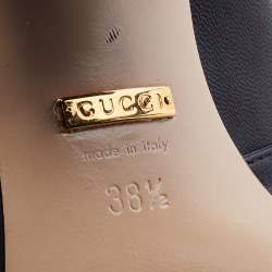 Pre Owned Gucci Black Leather GG Marmont Fringe Block Heel Ankle Length Boots Size 38.5