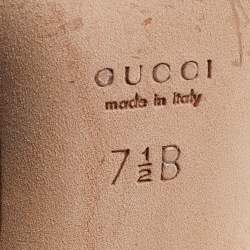 Pre Owned Gucci Metallic Gold Leather Lifford Penny Loafer Pumps Size 37.5