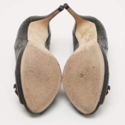 مملوكة مسبقًا Gucci Black Guccissima Leather Horsebit Hollywood Pumps Size 37.5