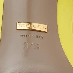 Pre Owned Gucci Bright Yellow Patent Leather Pointed Toe Pumps Size 37.5