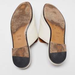 Pre Owned Gucci Off White Leather Princetown Flat Mules Size 38.5