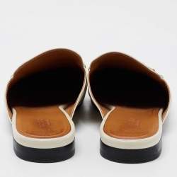 Pre Owned Gucci Off White Leather Princetown Flat Mules Size 38.5