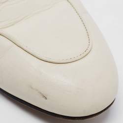 Pre Owned Gucci Off White Leather Princetown Flat Mules Size 38.5