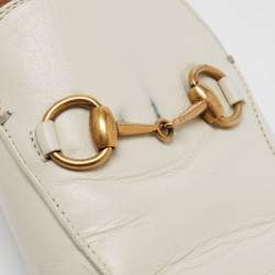 Pre Owned Gucci Off White Leather Princetown Flat Mules Size 38.5