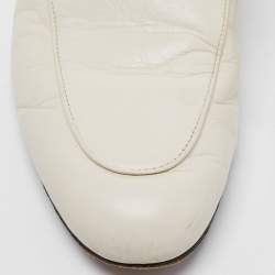 Pre Owned Gucci Off White Leather Princetown Flat Mules Size 38.5