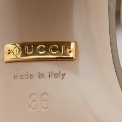 Pre Owned Gucci Grey Leather GG Marmont Block Heel Ankle Strap Sandals Size 36