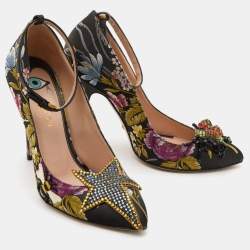 Gucci Multicolor Jacquard Floral Dionysus Ankle Strap Pumps Size 36.5