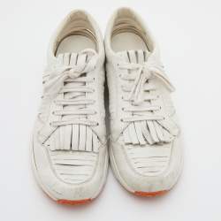 Pre Owned Gucci White Leather Low Top Sneakers Size 38